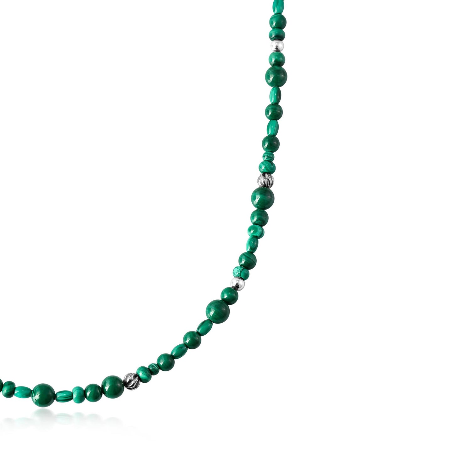 EXCLUSIVELY OURS! Sterling Silver Malachite Beaded Necklace, 36 Inches