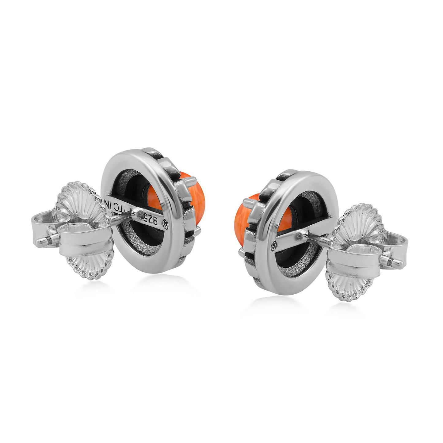 EXCLUSIVELY OURS! Sterling Silver Orange Spiny Oyster Sunburst Stud Earrings