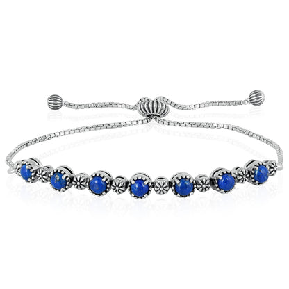 Sterling Silver Lapis Adjustable Friendship Bracelet