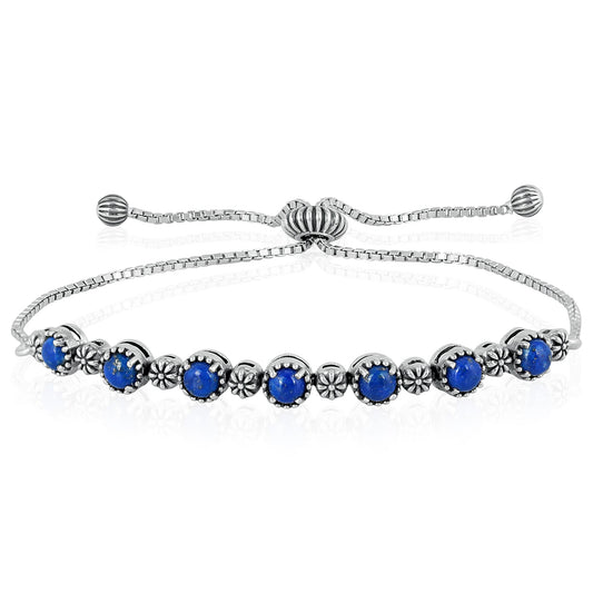 Sterling Silver Lapis Adjustable Friendship Bracelet