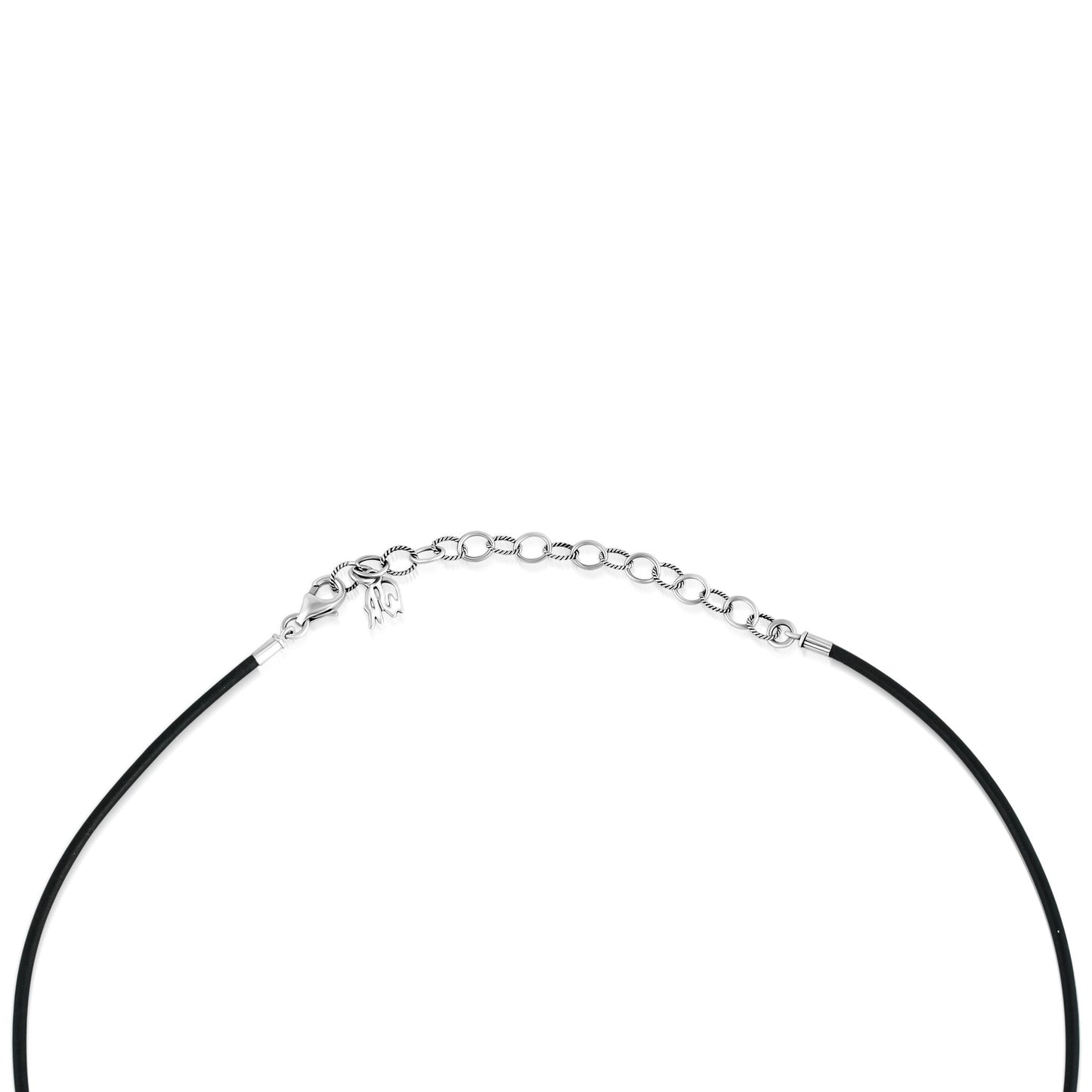 Sterling Silver Black Leather 3 Bead Necklace