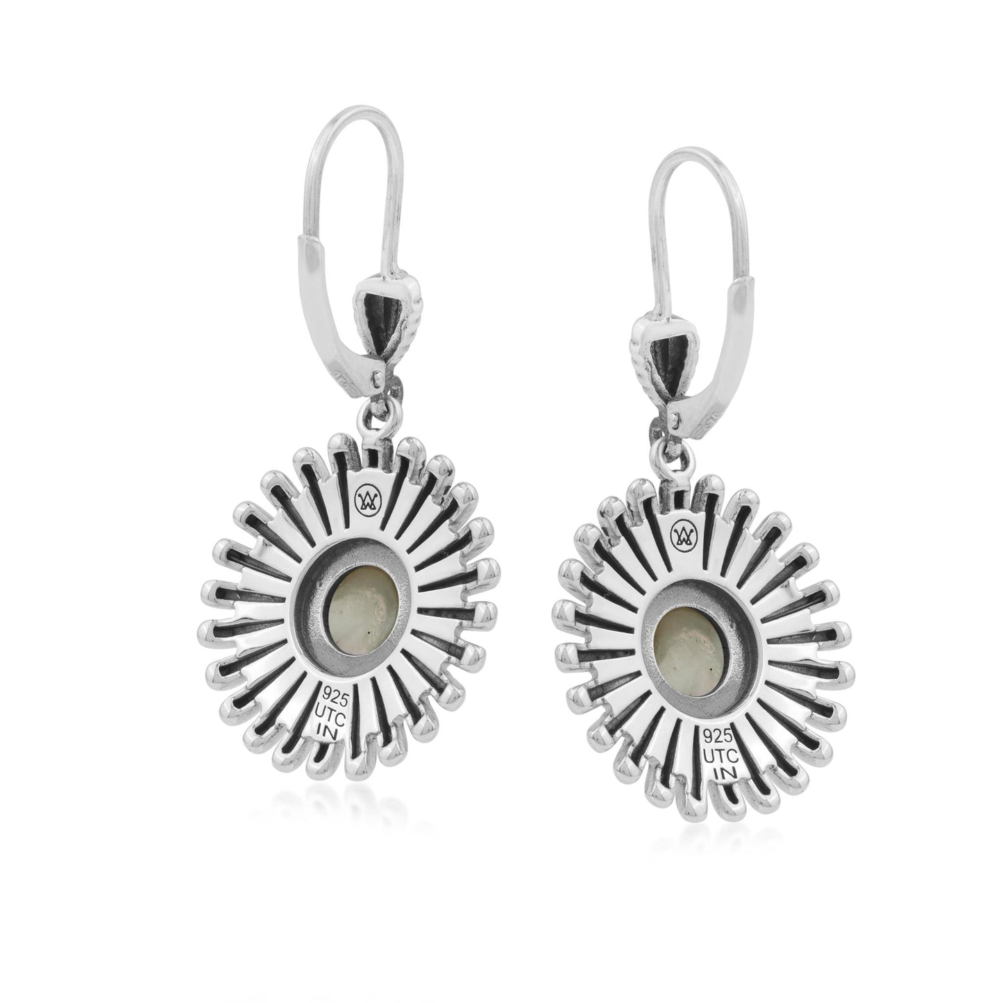 Sterling Silver White Mother of Pearl Concha Ray Earrings