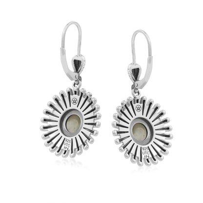  Sterling Silver White Mother of Pearl Concha Ray Earrings