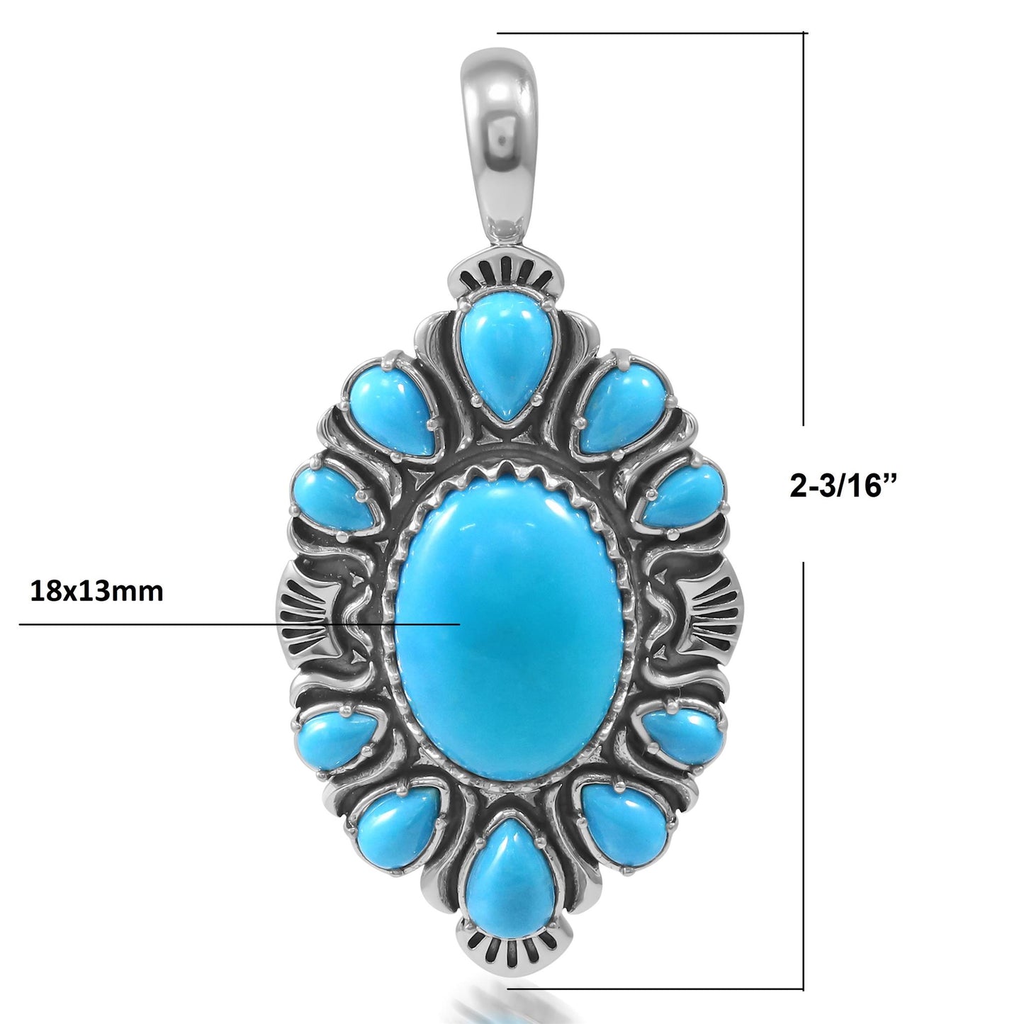 Sterling Silver Kingman Turquoise Oval and Pear Bold Pendant Enhancer