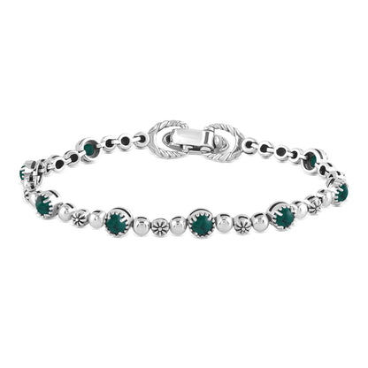 EXCLUSIVELY OURS! Sterling Silver Chrysocolla Round Beaded Bracelet, Sizes Small to Large