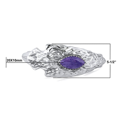 EXCLUSIVELY OURS! Sterling Silver Charoite Fritz Casuse Arrowhead Cuff Bracelet, Sizes Small to Large