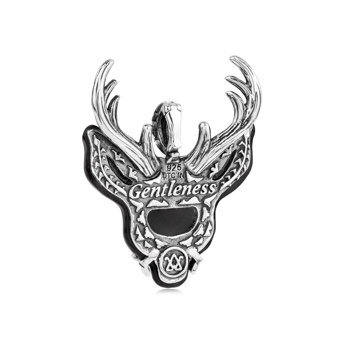 EXCLUSIVELY OURS! Sterling Silver Black Agate Deer Pendant Enhancer
