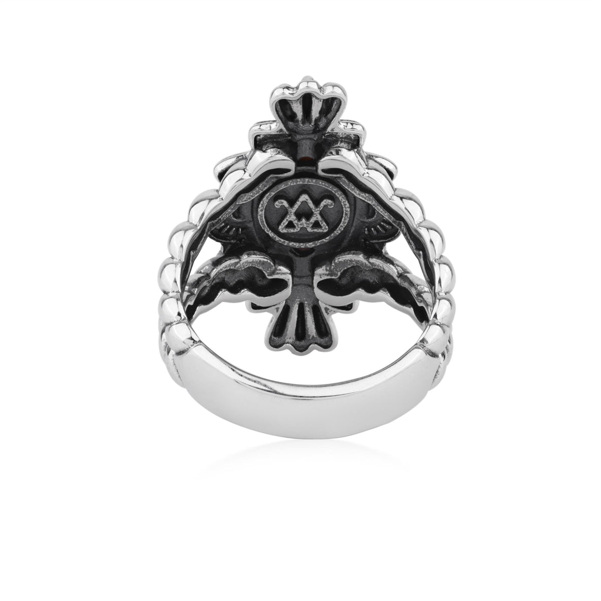 Sterling Silver Orange Spiny Oyster Marquise Rope Ring, Sizes 5 to 10