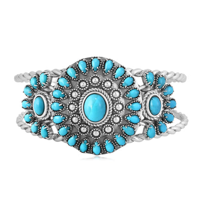 LIMITED EDTION! Sterling Silver Kingman Turquoise Bold Pear and Oval Cut Cuff Bracelet, Sizes Small to Large
