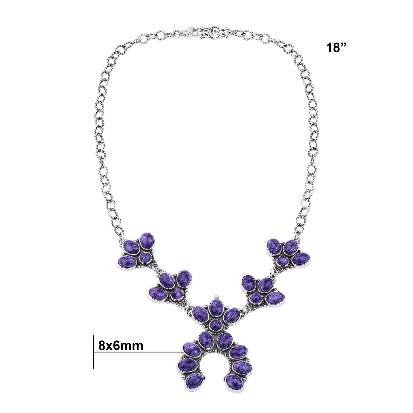 LIMITED EDITION! Sterling Silver Charoite Cluster Naja Necklace, 18 Inches