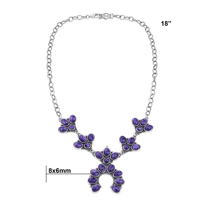 LIMITED EDITION! Sterling Silver Charoite Cluster Naja Necklace, 18 Inches