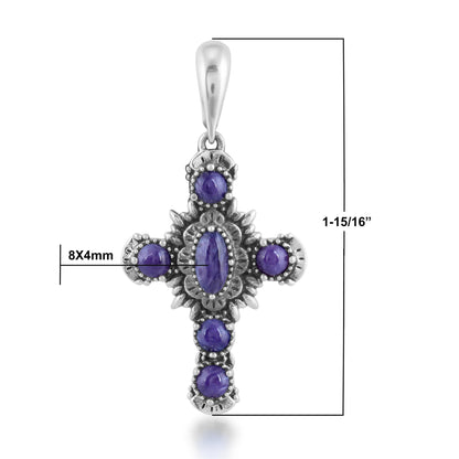 EXCLUSIVELY OURS! Sterling Silver Charoite Cross Pendant Enhancer