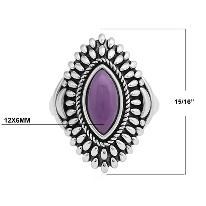 Sterling Silver Phosphosiderite Marquise Cut Rope and Bead Ring
