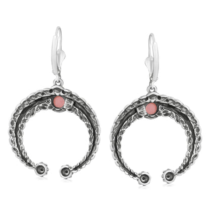 Sterling Silver Pink Opal Naja Lever Back Earrings
