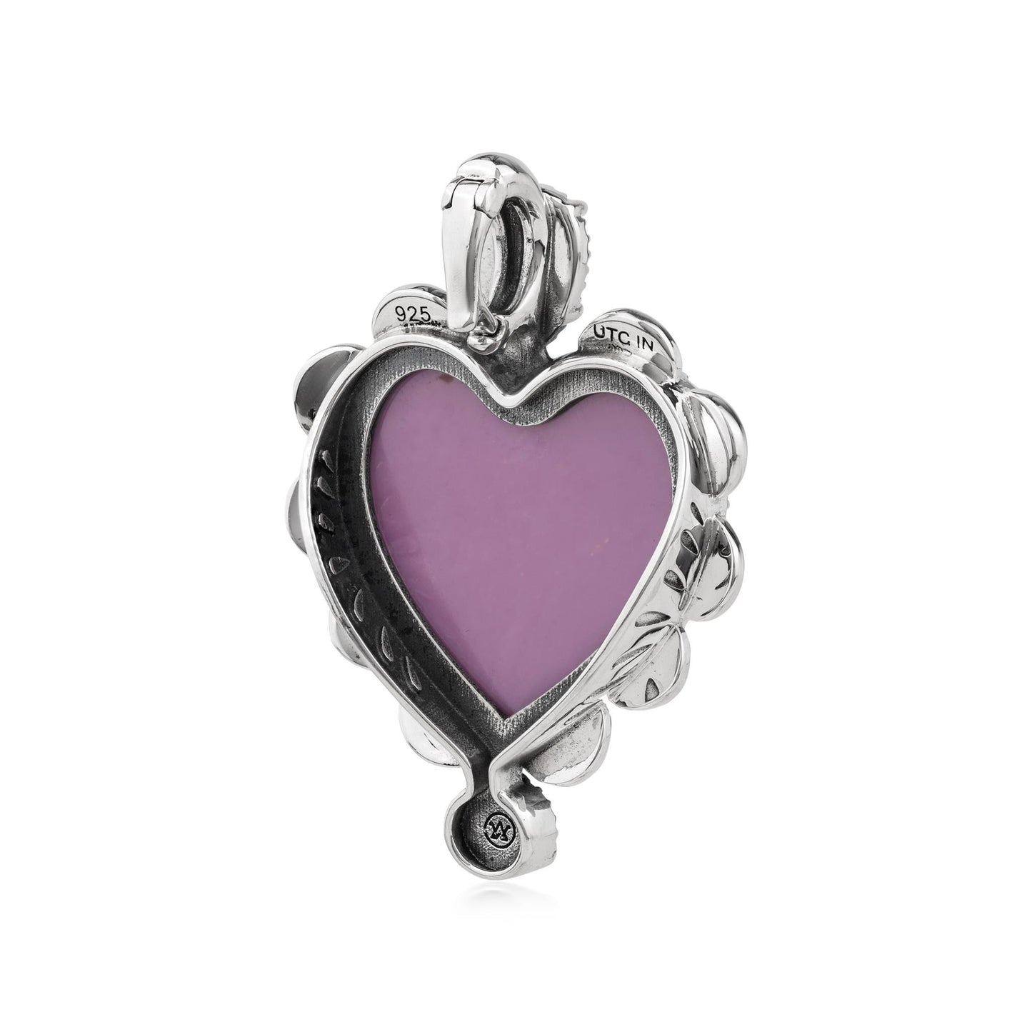 EXCLUSIVELY OURS! Sterling Silver Phosphosiderite and Kingman Turquoise Large Heart Design Pendant Enhancer