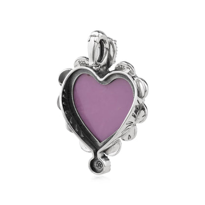 EXCLUSIVELY OURS! Sterling Silver Phosphosiderite and Kingman Turquoise Large Heart Design Pendant Enhancer