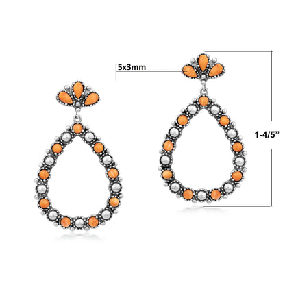 LIMITED EDITION! Sterling Silver Orange Spiny Oyster Teardrop Post Back Earrings