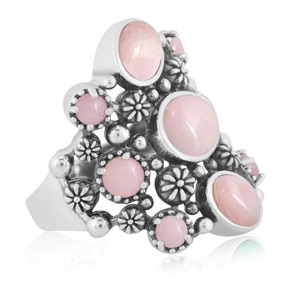 EXCLUSIVELY OURS! Sterling Silver Pink Opal 9-Stone Cluster Ring