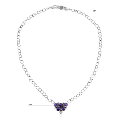 EXCLUSIVELY OURS! Sterling Silver Charoite Concha Cluster Oval Link Necklace, 20 Inches