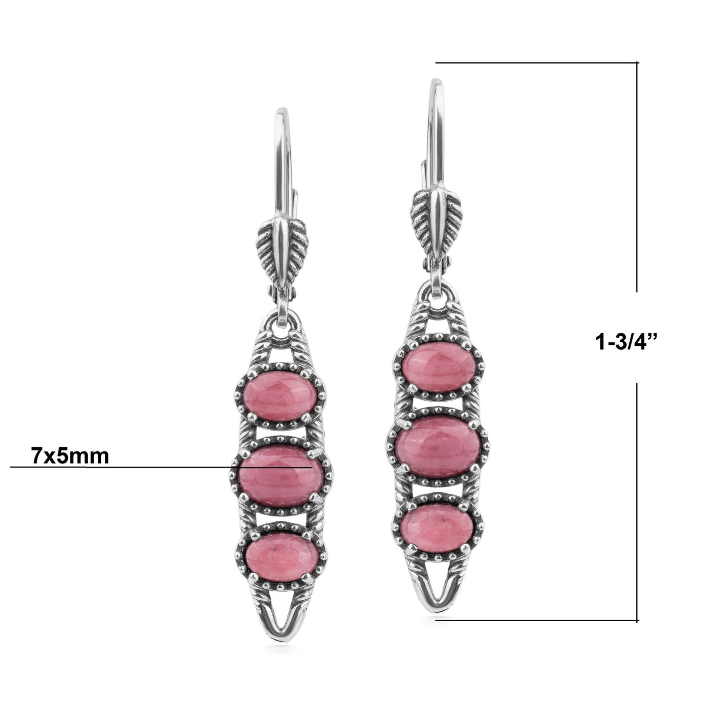 EXCLUSIVELY OURS! Sterling Silver Rhodonite Friendship Lever Back Dangle Earrings