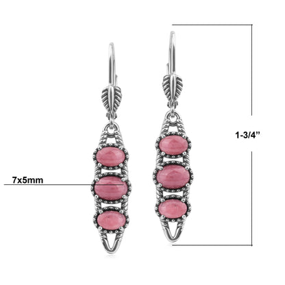 EXCLUSIVELY OURS! Sterling Silver Rhodonite Friendship Lever Back Dangle Earrings