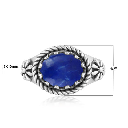 Sterling Silver Lapis East West Ring