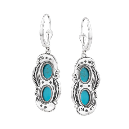 EXCLUSIVELY OURS! Sterling Silver Sleeping Beauty Turquoise Double Oval Lever Back Earrings
