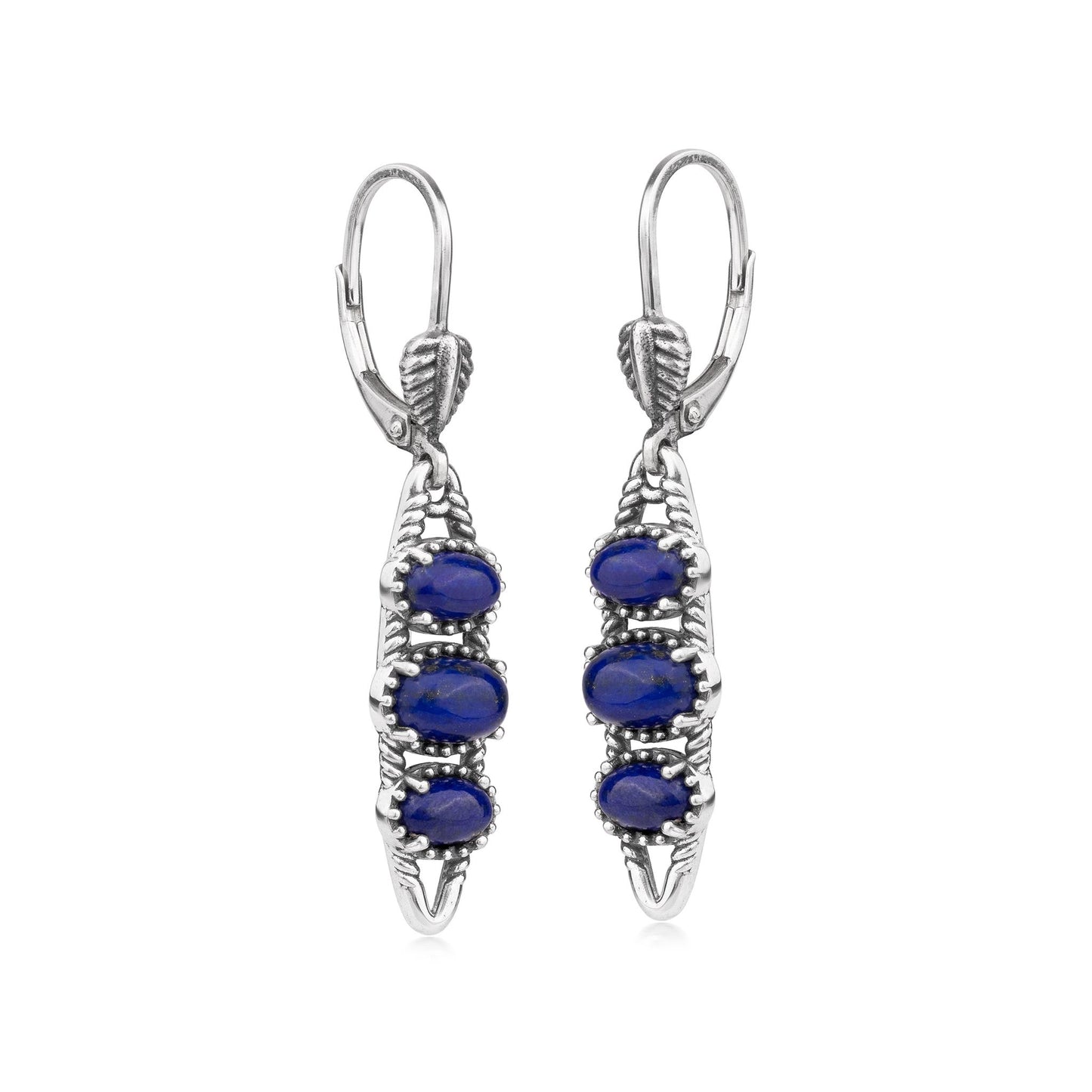 EXCLUSIVELY OURS! Sterling Silver Lapis Friendship Lever Back Dangle Earrings
