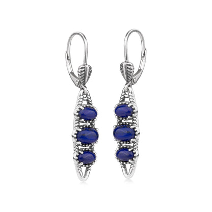EXCLUSIVELY OURS! Sterling Silver Lapis Friendship Lever Back Dangle Earrings
