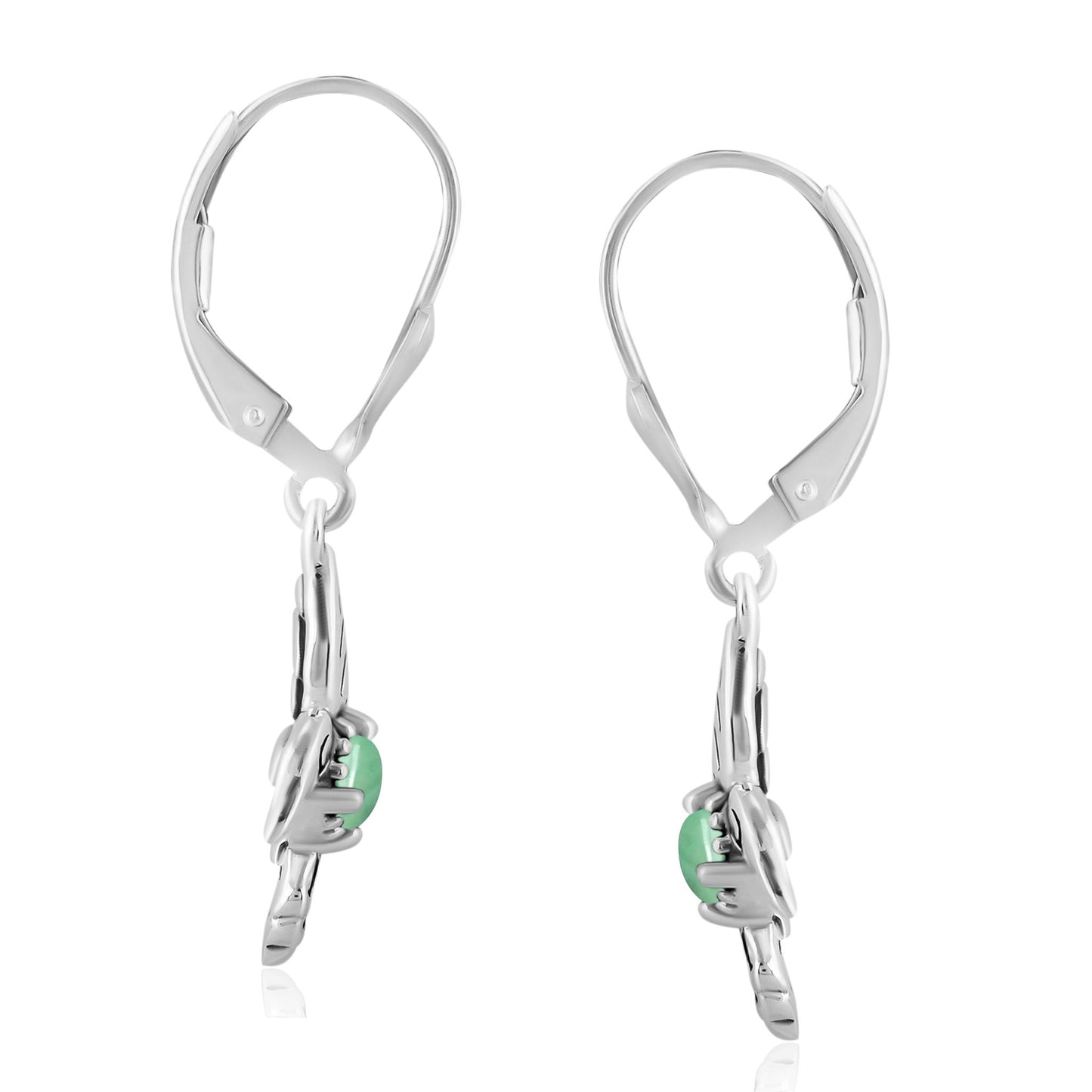 EXCLUSIVELY OURS! Sterling Silver Green Turquoise Hummingbird Dangle Earrings