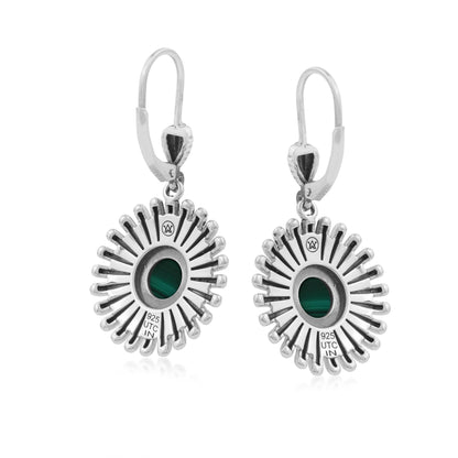  Sterling Silver Malachite Concha Ray Earrings