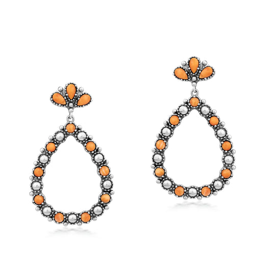 LIMITED EDITION! Sterling Silver Orange Spiny Oyster Teardrop Post Back Earrings