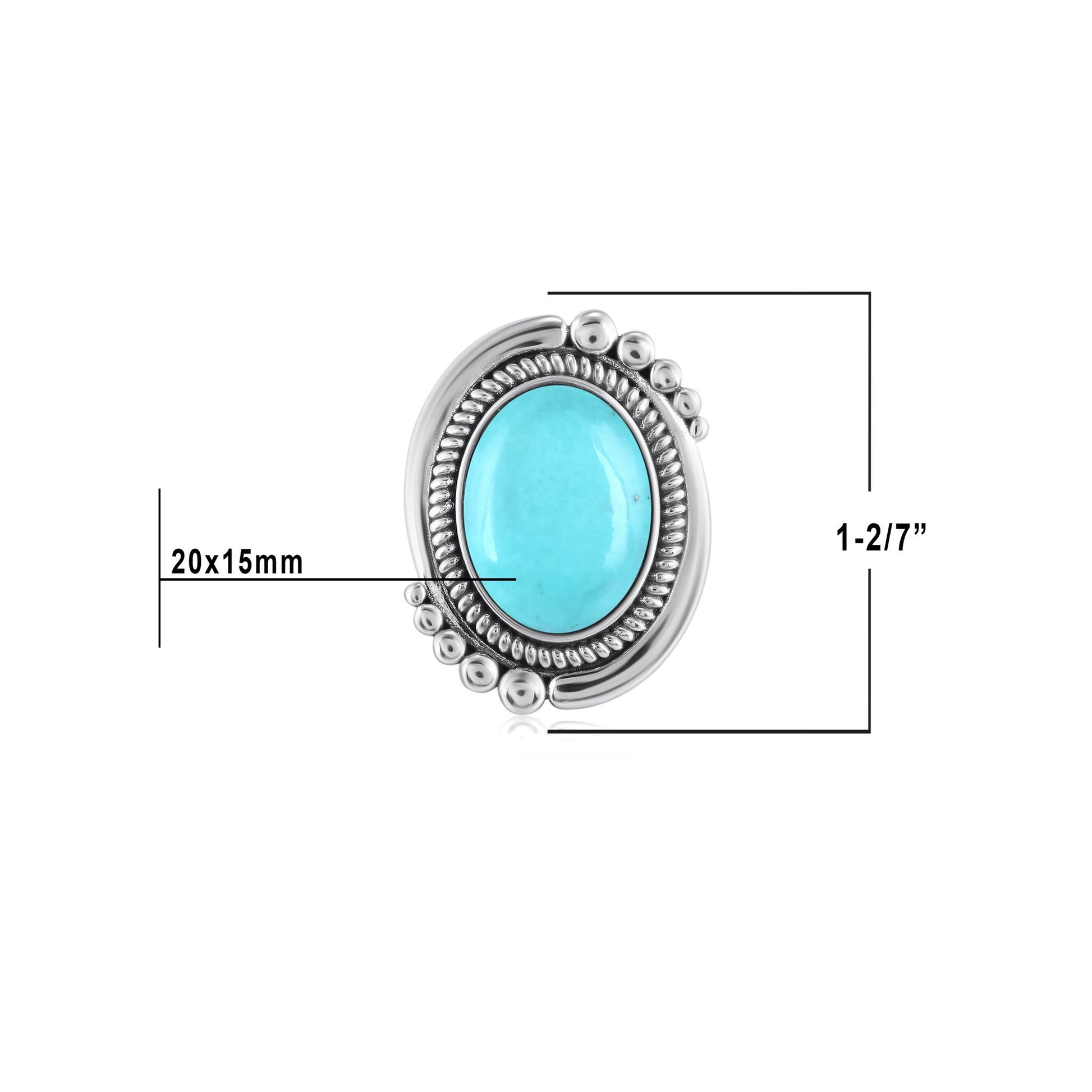 Sterling Silver Kingman Turquoise Oval Beaded Ring