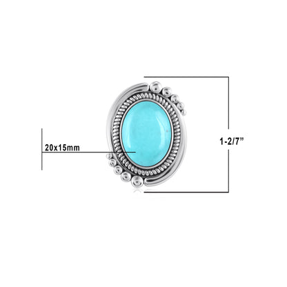 Sterling Silver Kingman Turquoise Oval Beaded Ring