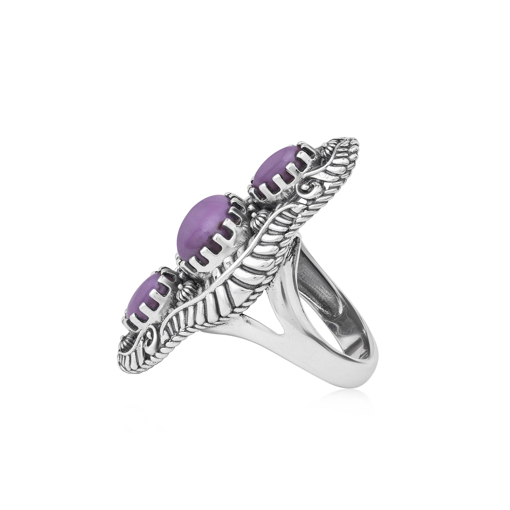 Sterling Silver Phosphosiderite Leaf and Vine Oval Ring