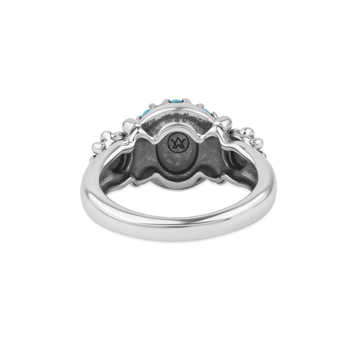 Sterling Silver Sleeping Beauty Turquoise Concha Flower Ring