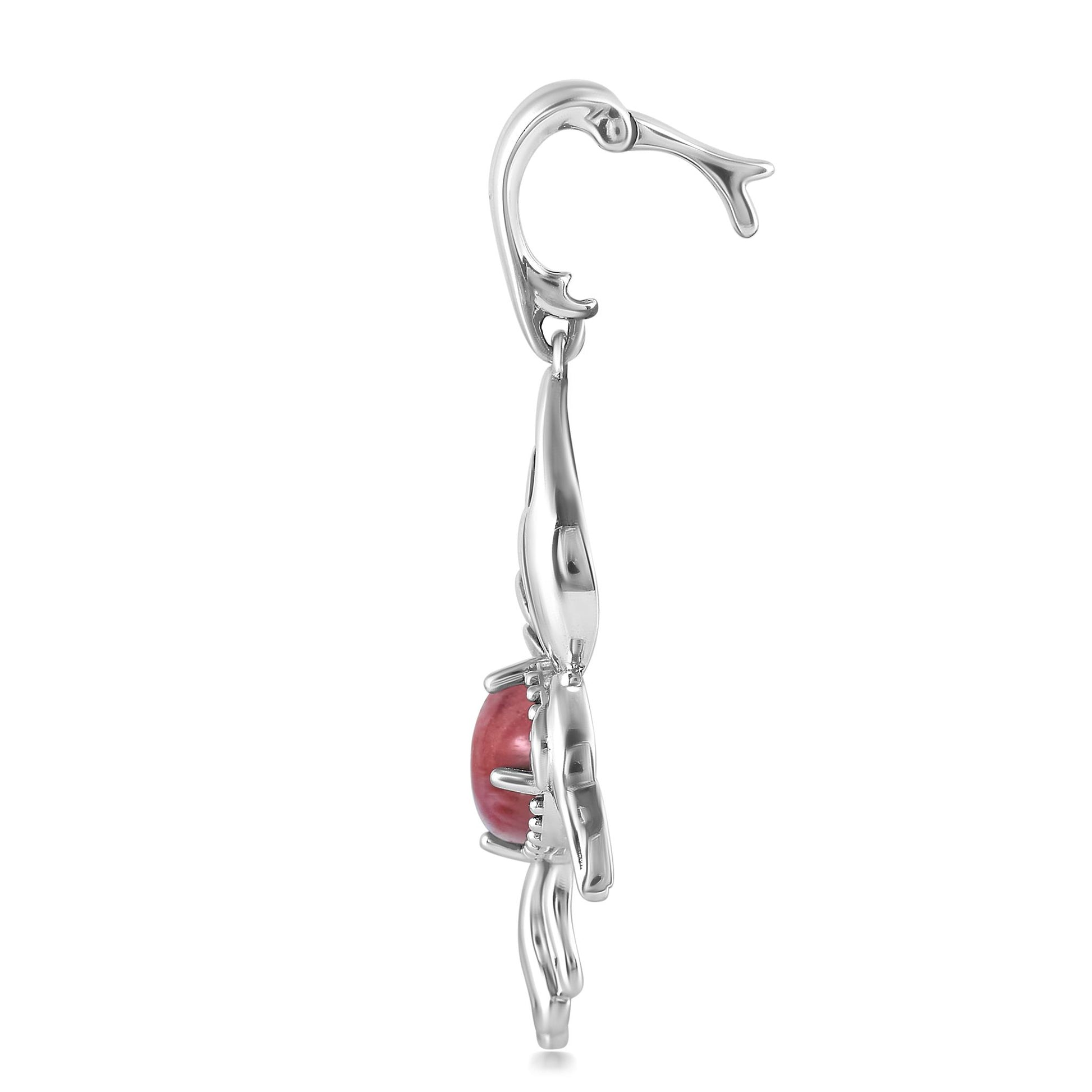 Sterling Silver Rhodonite Hummingbird Pendant Enhancer