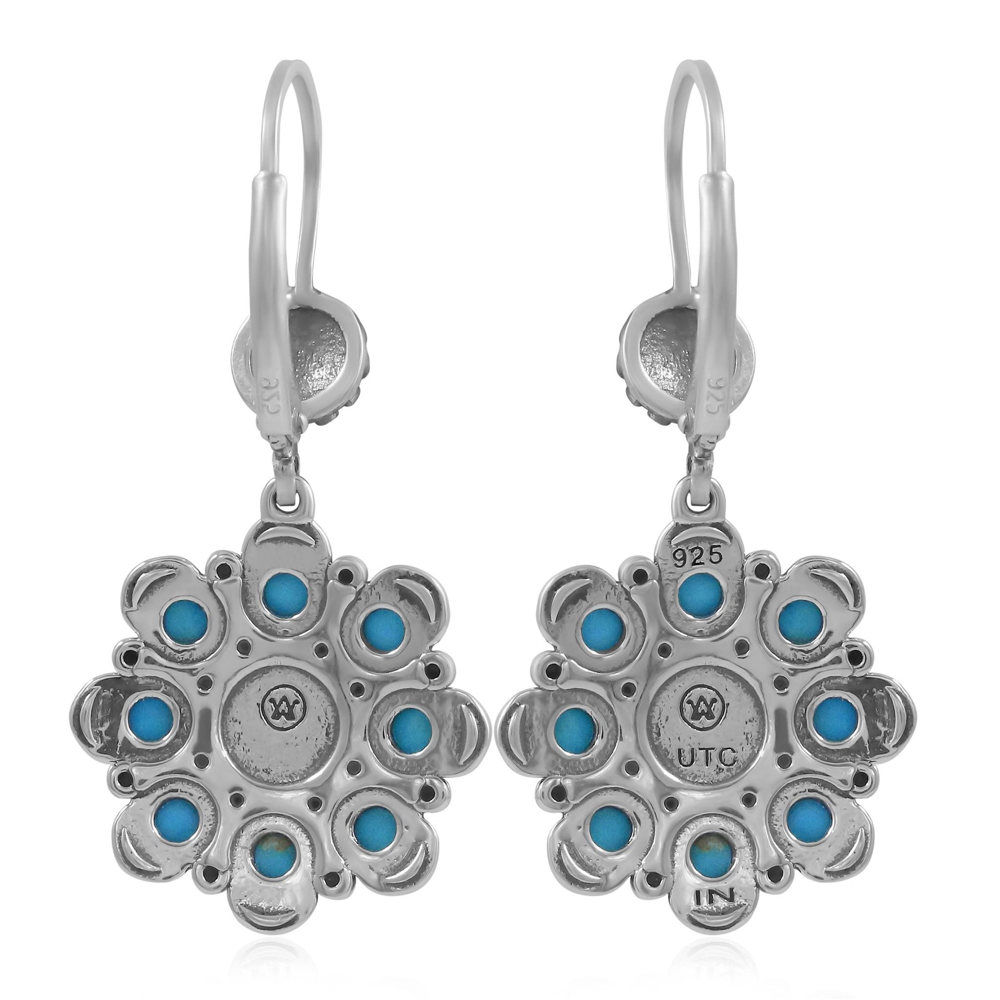 LIMITED EDITION! Sterling Silver Sleeping Beauty Turquoise Flower Cluster Earrings