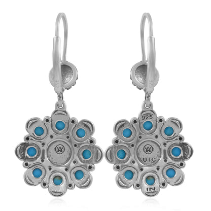 LIMITED EDITION! Sterling Silver Sleeping Beauty Turquoise Flower Cluster Earrings