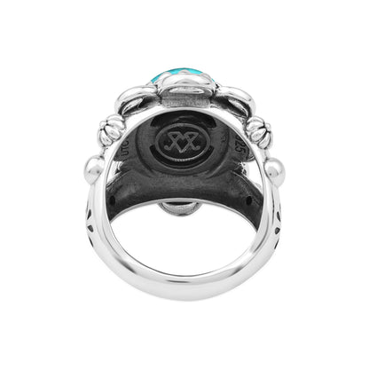 Sterling Silver Kingman Turquoise Oval Scallop Ring