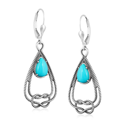 EXCLUSIVELY OURS! Sterling Silver Kingman Turquoise Lasso Love Knot Dangle Earrings