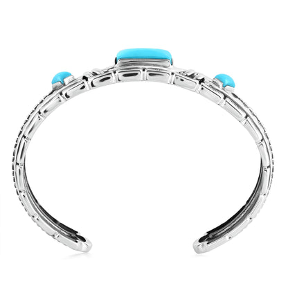 LIMITED EDITION! Sterling Silver Sleeping Beauty Turquoise Textured Layered Cuff Bracelet