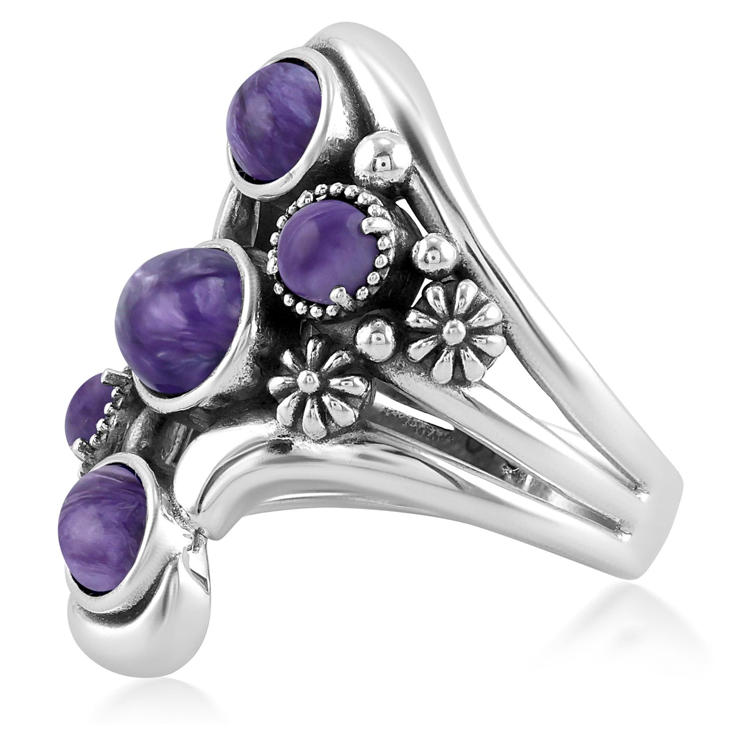 Sterling Silver Charoite Freeform Bypass Ring