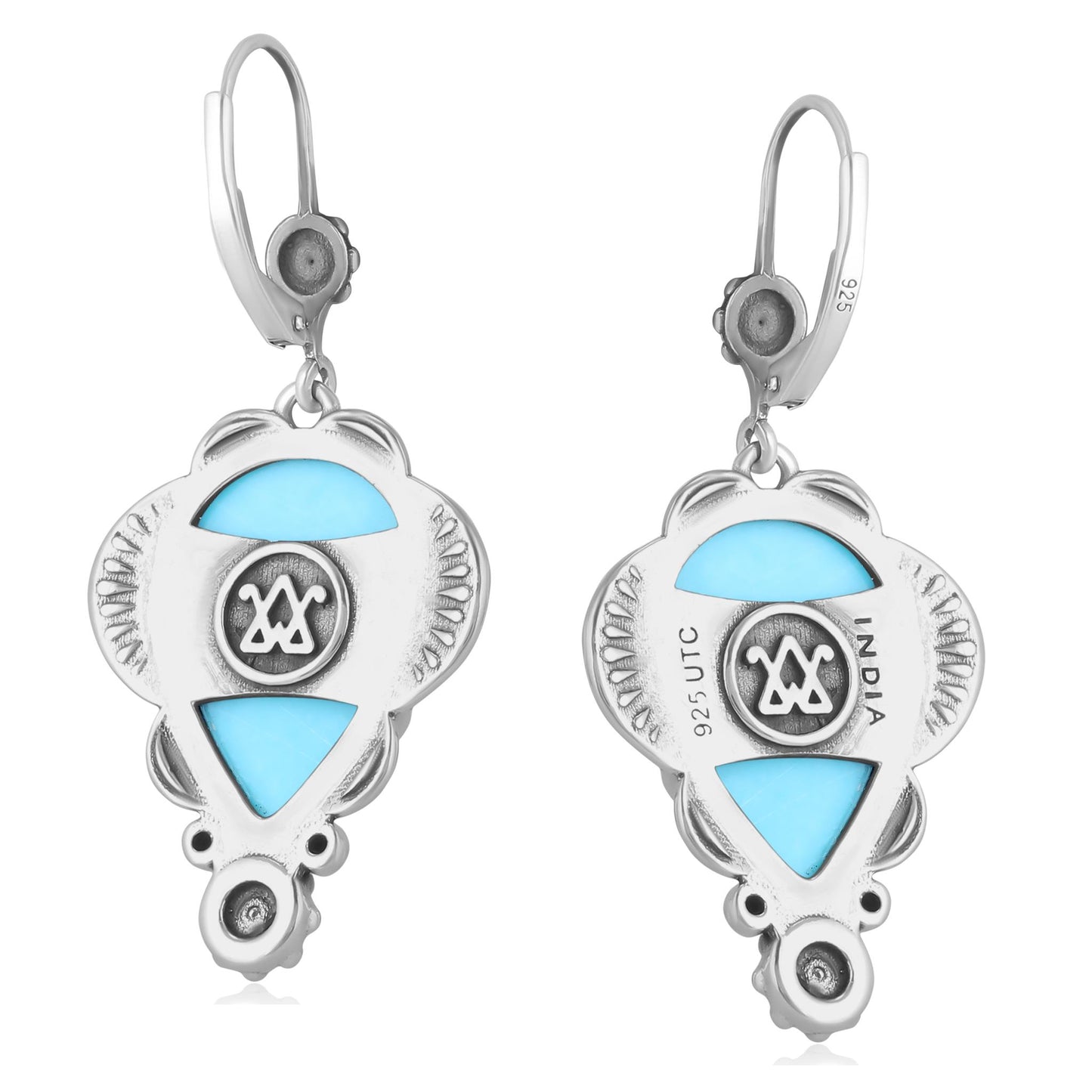 LIMITED EDITION! Sterling Silver Kingman Turquoise Pear-Cut Concha Earrings