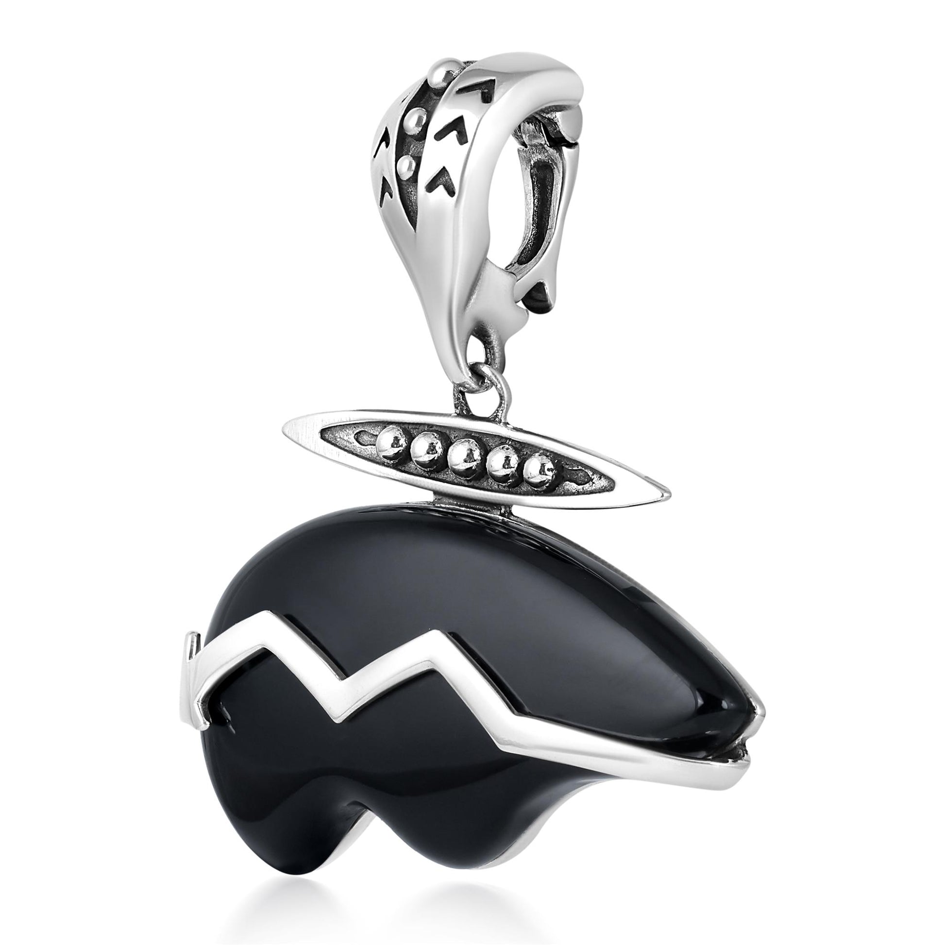 Sterling Silver Black Onyx Bear Pendant Enhancer