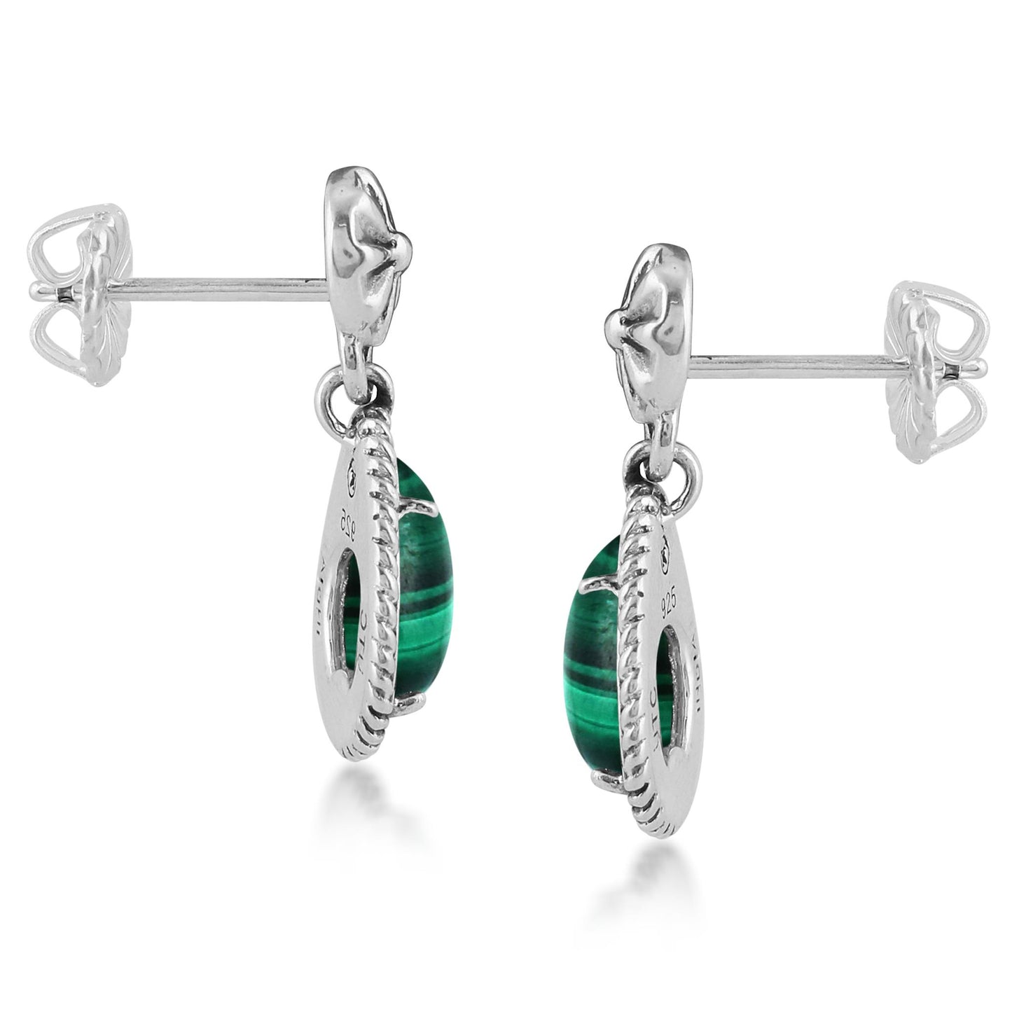 EXCLUSIVELY OURS! Sterling Silver Malachite Pear-Cut Dangle Earrings