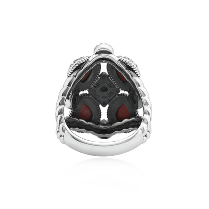 Sterling Silver Rhodonite 4 Pear and Round Cut Cluster Ring