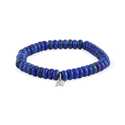 Sterling Silver Lapis Bead Stretch Bracelet