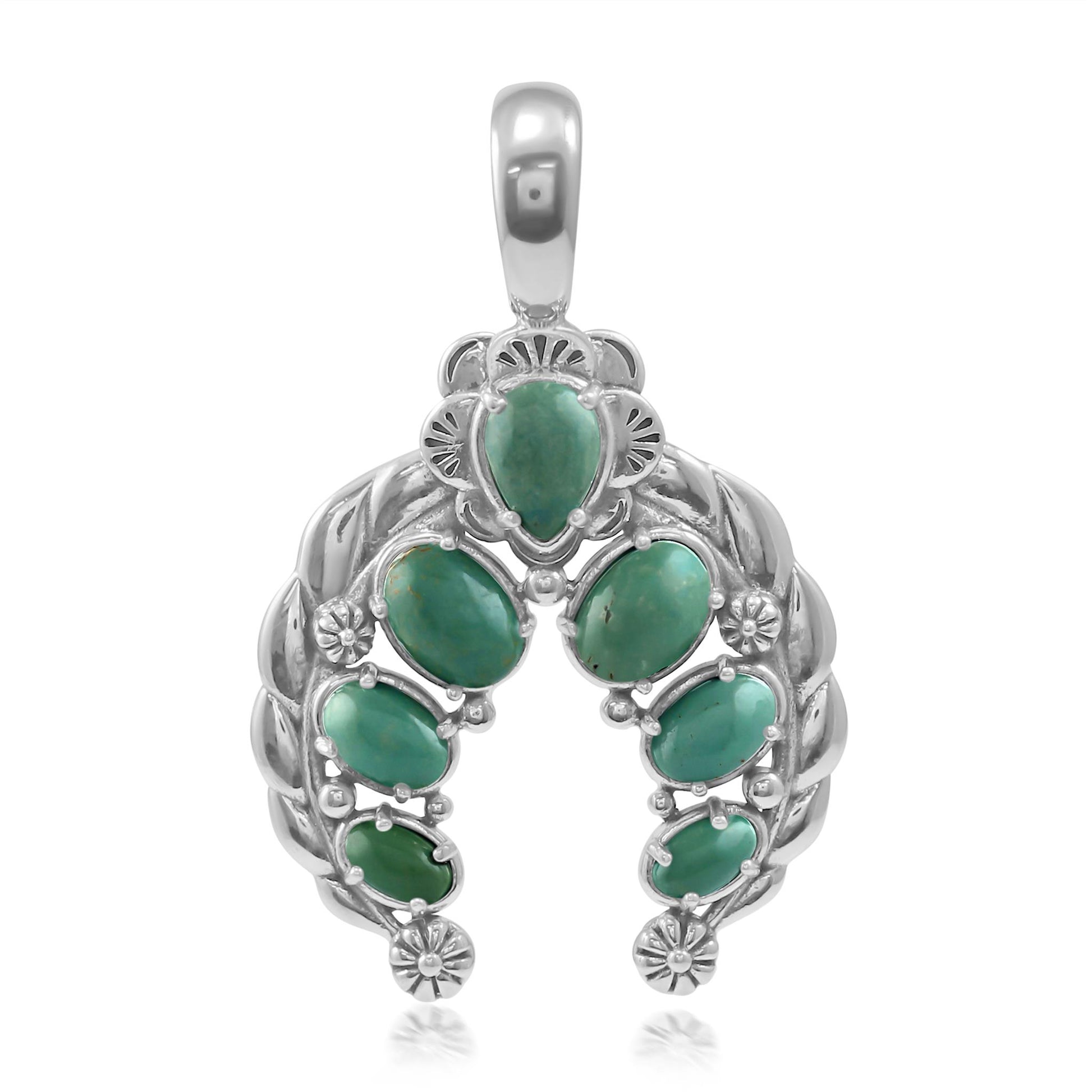 Sterling Silver Green Turquoise Twisted Rope Naja Pendant Enhancer