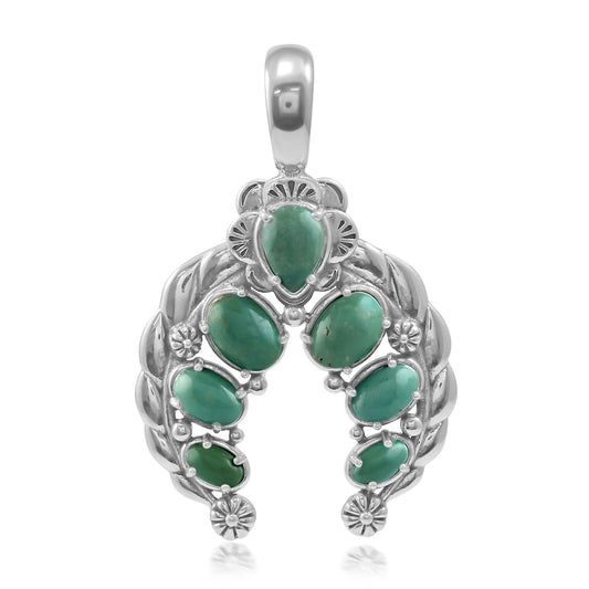 Sterling Silver Green Turquoise Twisted Rope Naja Pendant Enhancer